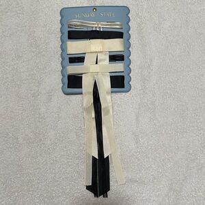 Sunday State Set of Six Black and Cream Hair Bow Barrettes